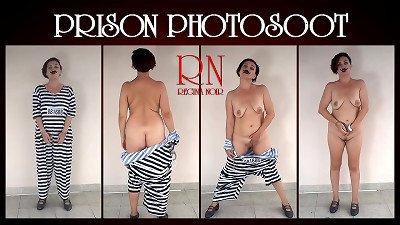 Photographing in prison. The detained girl is a prisoner of the prison. She is made to undress on camera. Cosplay. utter video